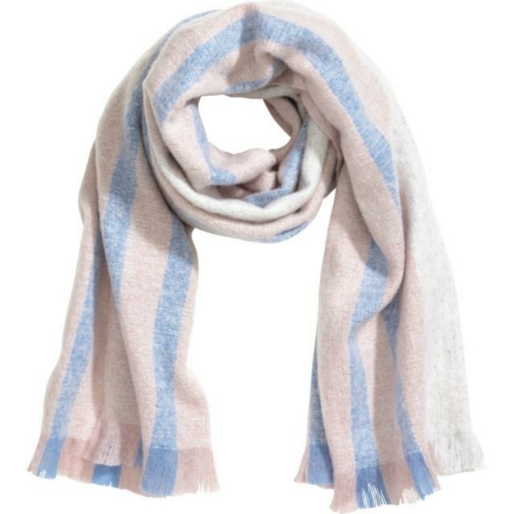 H&M New Scarf Soft Oversized Fringe Neutral Pastel